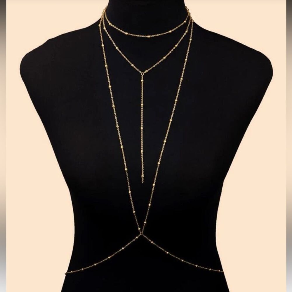 Gold Layered Body Chain Necklace R287 - Picture 2 of 2